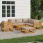 Preview: ARDEBO.de - 8-tlg. Garten-Lounge-Set mit Taupe Kissen Massivholz