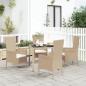 Preview: ARDEBO.de - 5-tlg. Garten-Essgruppe mit Kissen Beige Poly Rattan