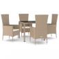 Preview: 5-tlg. Garten-Essgruppe mit Kissen Beige Poly Rattan