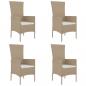 Preview: 5-tlg. Garten-Essgruppe mit Kissen Beige Poly Rattan