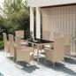 Preview: ARDEBO.de - 9-tlg. Garten-Essgruppe mit Kissen Beige Poly Rattan