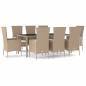 Preview: 9-tlg. Garten-Essgruppe mit Kissen Beige Poly Rattan