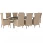 Preview: 9-tlg. Garten-Essgruppe mit Kissen Beige Poly Rattan