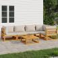 Preview: ARDEBO.de - 6-tlg. Garten-Lounge-Set mit Hellgrauen Kissen Massivholz