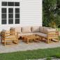 Preview: ARDEBO.de - 7-tlg. Garten-Lounge-Set mit Taupe Kissen Massivholz