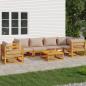 Preview: ARDEBO.de - 7-tlg. Garten-Lounge-Set mit Taupe Kissen Massivholz