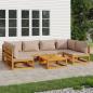 Preview: ARDEBO.de - 7-tlg. Garten-Lounge-Set mit Taupe Kissen Massivholz