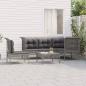 Preview: ARDEBO.de - 6-tlg. Garten-Lounge-Set mit Kissen Grau Poly Rattan