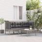 Preview: ARDEBO.de - 4-tlg. Garten-Lounge-Set mit Kissen Grau Poly Rattan