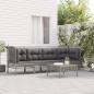 Preview: ARDEBO.de - 5-tlg. Garten-Lounge-Set mit Kissen Grau Poly Rattan