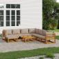 Preview: ARDEBO.de - 9-tlg. Garten-Lounge-Set mit Taupe Kissen Massivholz