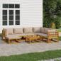 Preview: ARDEBO.de - 8-tlg. Garten-Lounge-Set mit Taupe Kissen Massivholz