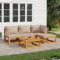 Preview: ARDEBO.de - 5-tlg. Garten-Lounge-Set mit Taupe Kissen Massivholz