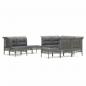 Preview: 11-tlg. Garten-Lounge-Set mit Kissen Grau Poly Rattan