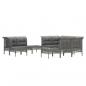 Preview: 11-tlg. Garten-Lounge-Set mit Kissen Grau Poly Rattan