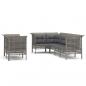 Preview: 7-tlg. Garten-Lounge-Set mit Kissen Grau Poly Rattan