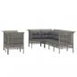 Preview: 7-tlg. Garten-Lounge-Set mit Kissen Grau Poly Rattan