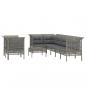 Preview: 9-tlg. Garten-Lounge-Set mit Kissen Grau Poly Rattan