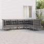 Preview: ARDEBO.de - 7-tlg. Garten-Lounge-Set mit Kissen Grau Poly Rattan