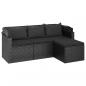 Preview: 3-Sitzer-Gartensofa mit Dach und Fußhocker Schwarz Poly Rattan