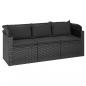 Preview: 3-Sitzer-Gartensofa mit Dach und Fußhocker Schwarz Poly Rattan