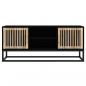 Preview: TV-Schrank Schwarz 105x30x45 cm Holzwerkstoff und Eisen