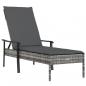 Preview: Sonnenliege mit Auflage Grau Poly Rattan