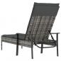 Preview: Sonnenliege mit Auflage Grau Poly Rattan