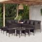 Preview: ARDEBO.de - 6-tlg. Garten-Essgruppe mit Kissen Schwarz Poly Rattan