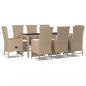 Preview: 9-tlg. Garten-Essgruppe mit Kissen Beige Poly Rattan