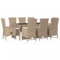 Preview: 9-tlg. Garten-Essgruppe mit Kissen Beige Poly Rattan