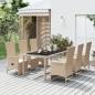 Preview: ARDEBO.de - 7-tlg. Garten-Essgruppe mit Kissen Beige Poly Rattan