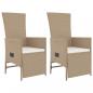 Preview: 3-tlg. Garten-Essgruppe mit Kissen Beige Poly Rattan