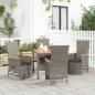 Preview: ARDEBO.de - 5-tlg. Garten-Essgruppe mit Kissen Grau Poly Rattan