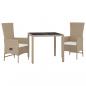 Preview: 3-tlg. Garten-Essgruppe mit Kissen Beige Poly Rattan