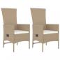 Preview: 3-tlg. Garten-Essgruppe mit Kissen Beige Poly Rattan