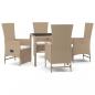 Preview: 5-tlg. Garten-Essgruppe mit Kissen Beige Poly Rattan