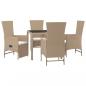 Preview: 5-tlg. Garten-Essgruppe mit Kissen Beige Poly Rattan