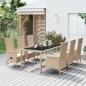 Preview: ARDEBO.de - 7-tlg. Garten-Essgruppe mit Kissen Beige Poly Rattan