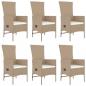 Preview: 7-tlg. Garten-Essgruppe mit Kissen Beige Poly Rattan