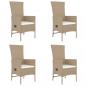 Preview: 5-tlg. Garten-Essgruppe mit Kissen Beige Poly Rattan