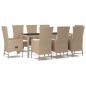 Preview: 9-tlg. Garten-Essgruppe mit Kissen Beige Poly Rattan