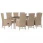 Preview: 9-tlg. Garten-Essgruppe mit Kissen Beige Poly Rattan