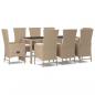 Preview: 9-tlg. Garten-Essgruppe mit Kissen Beige Poly Rattan