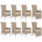 Preview: 9-tlg. Garten-Essgruppe mit Kissen Beige Poly Rattan