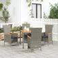 Preview: ARDEBO.de - 5-tlg. Garten-Essgruppe mit Kissen Grau Poly Rattan