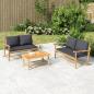 Preview: ARDEBO.de - 3-tlg. Garten-Lounge-Set mit Dunkelgrauen Kissen Bambus