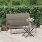 Preview: ARDEBO.de - Gartenbank mit Kissen Grau 105 cm Poly Rattan