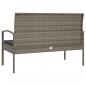 Preview: Gartenbank mit Kissen Grau 105 cm Poly Rattan