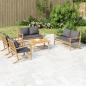 Preview: ARDEBO.de - 5-tlg. Garten-Lounge-Set mit Dunkelgrauen Kissen Bambus